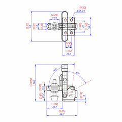 Vertical T Handle Toggle Clamp - 1-5/16" x 1/8" - 200 lb Capacity