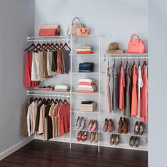SuperSlide Closet Organizer Kit with Shoe Shelf 5' - 8' W Fixed Mount, White