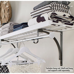 Premium Wood Shelf 52" - 96" W Hang Rod, Chrome