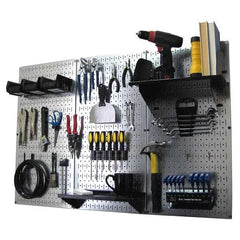 4' Metal Pegboard Standard Tool Storage Kit - Galvanized Metallic Toolboard & Black Accessories