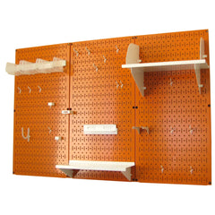 4' Metal Pegboard Standard Tool Storage Kit - Orange Toolboard & White Accessories