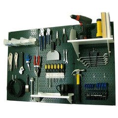 4' Metal Pegboard Standard Tool Storage Kit - Green Toolboard & White Accessories