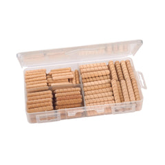 Spiral Groove Wood Dowel Pins - Assorted - 120 Piece
