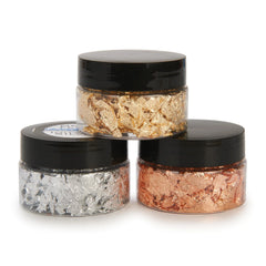 Gold, Silver and Copper Metal Flake Inlay Material Starter Pack - 3 Piece - 2 oz