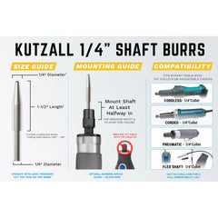 Original Taper Burr, 1/4" Shaft, Coarse (1/4" x 1-1/2")