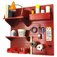 Pegboard Hobby Craft Pegboard Organizer Storage Kit with Red Pegboard and Red Accessories