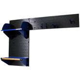 Pegboard Garden Tool Board Organizer with Black Pegboard and Blue Accessories