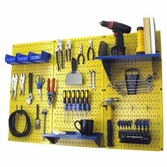 4' Metal Pegboard Standard Tool Storage Kit - Yellow Toolboard & Blue Accessories