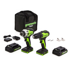 GW 24V BL Drill / Impact Driver with Two 2AH Batteries and Charger