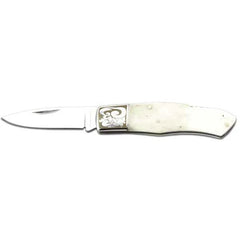 White Bone Lock Back Knife with Decorative Bolster, Model SK-703