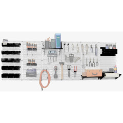 Steel Pegboard Master Workbench Kit – White with Black Accessories - 8' Coverage