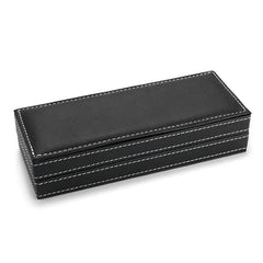 Black Faux Leather Pen Case with Dual Sided Insert