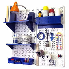 Pegboard Hobby Craft Pegboard Organizer Storage Kit with White Pegboard and Blue Accessories
