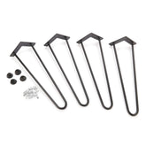 2-Wire Hairpin Leg - 16" - Black - 4 Piece