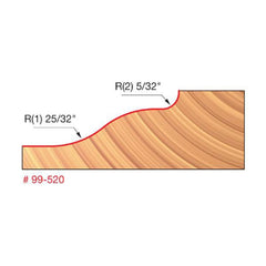 99-520 Quadra-Cut Large Raised Panel Router Bit Ogee Pattern 1/2" SH