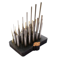 27 pc Gunsmith Steel & Brass Roll Pin Spring Punch Set with Bench Block