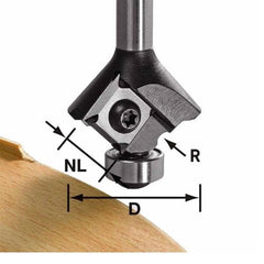 Radius Router Bit - 28 mm D - 3 mm CL