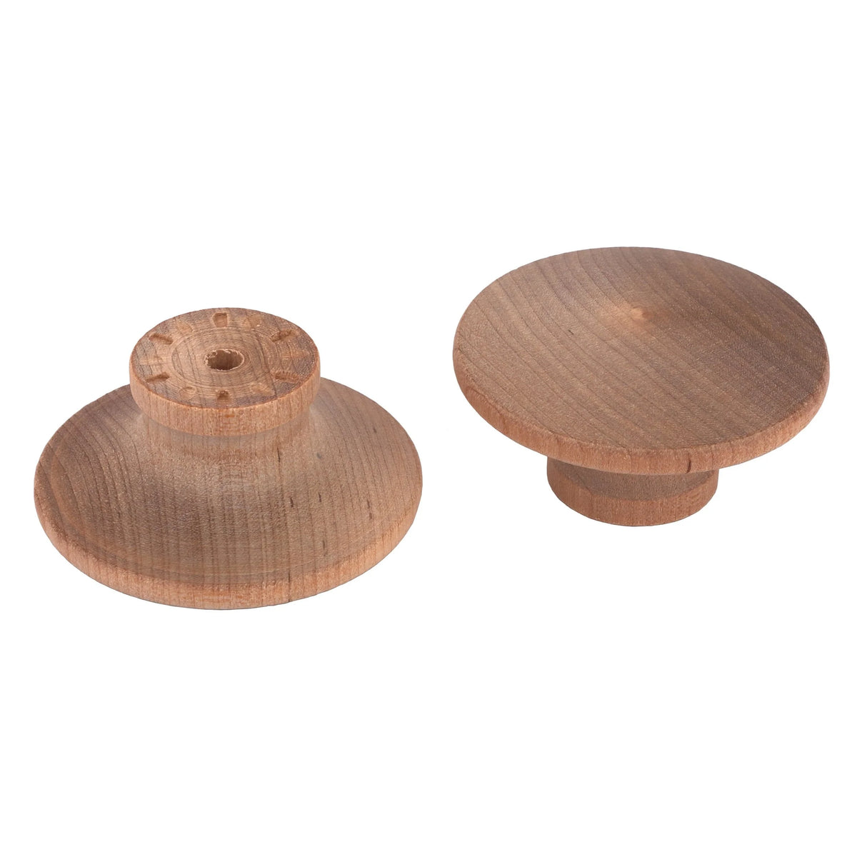 Mushroom Knob w/Screws - Birch - 2" Diameter - 1" Tall - 2 Piece