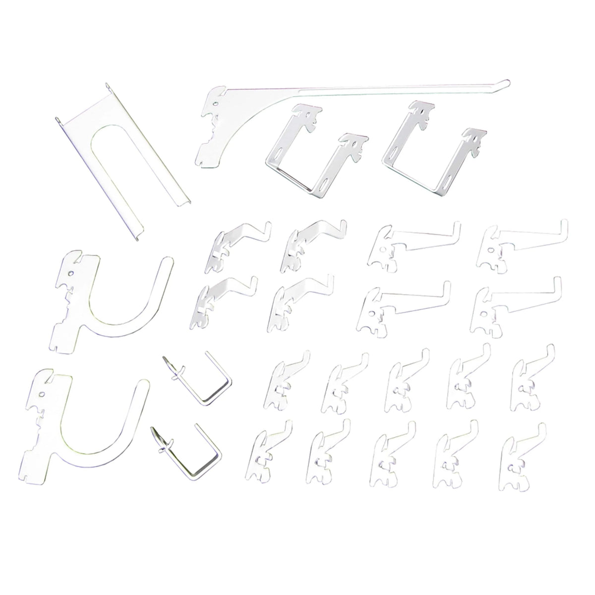 Slotted Metal Pegboard Hook Kit - White Toolboard Hooks