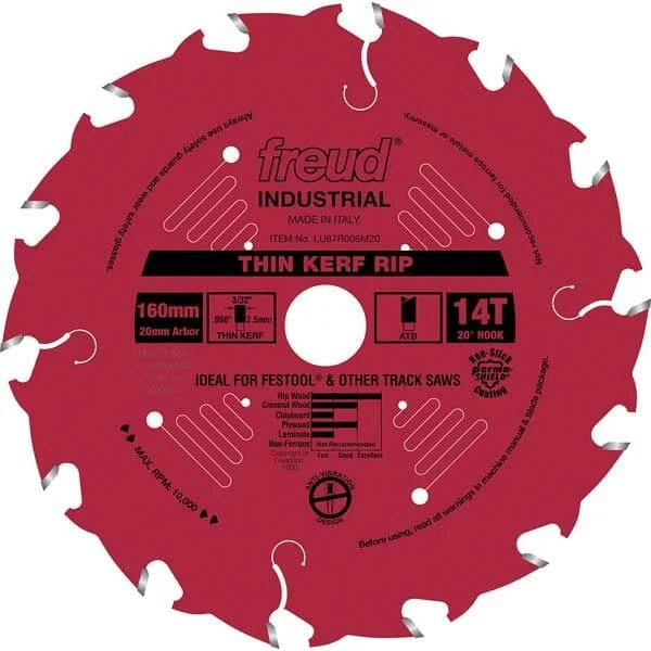 LU87R006M20 Thin Kerf Ripping Blade with Red Perma-Shield, 160mm diameter,  20mm arbor
