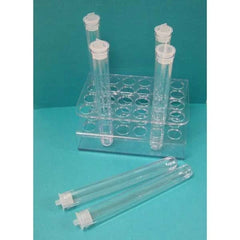 24 HOLE PLEXIGLASS RACK AND 24 TUBES