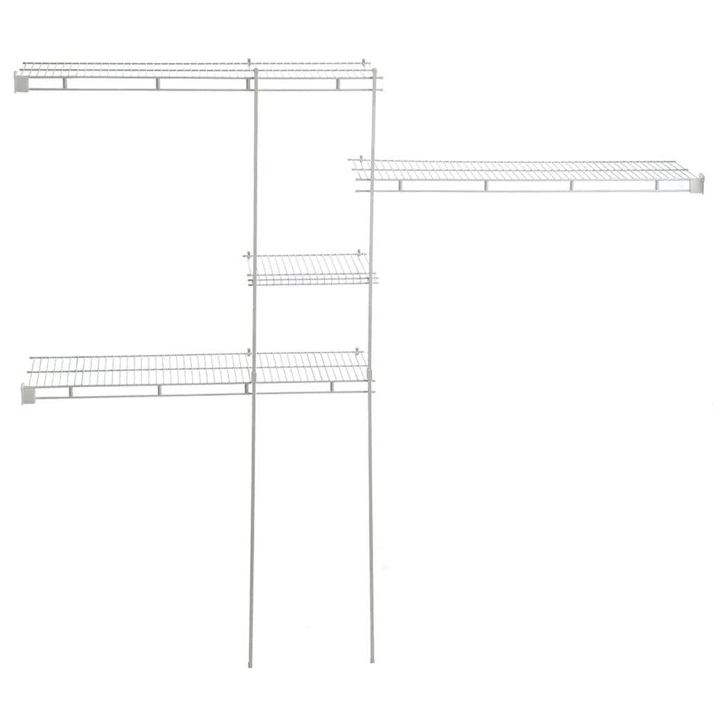 Closet Organizer Kit 5' - 8' W Fixed Mount, White