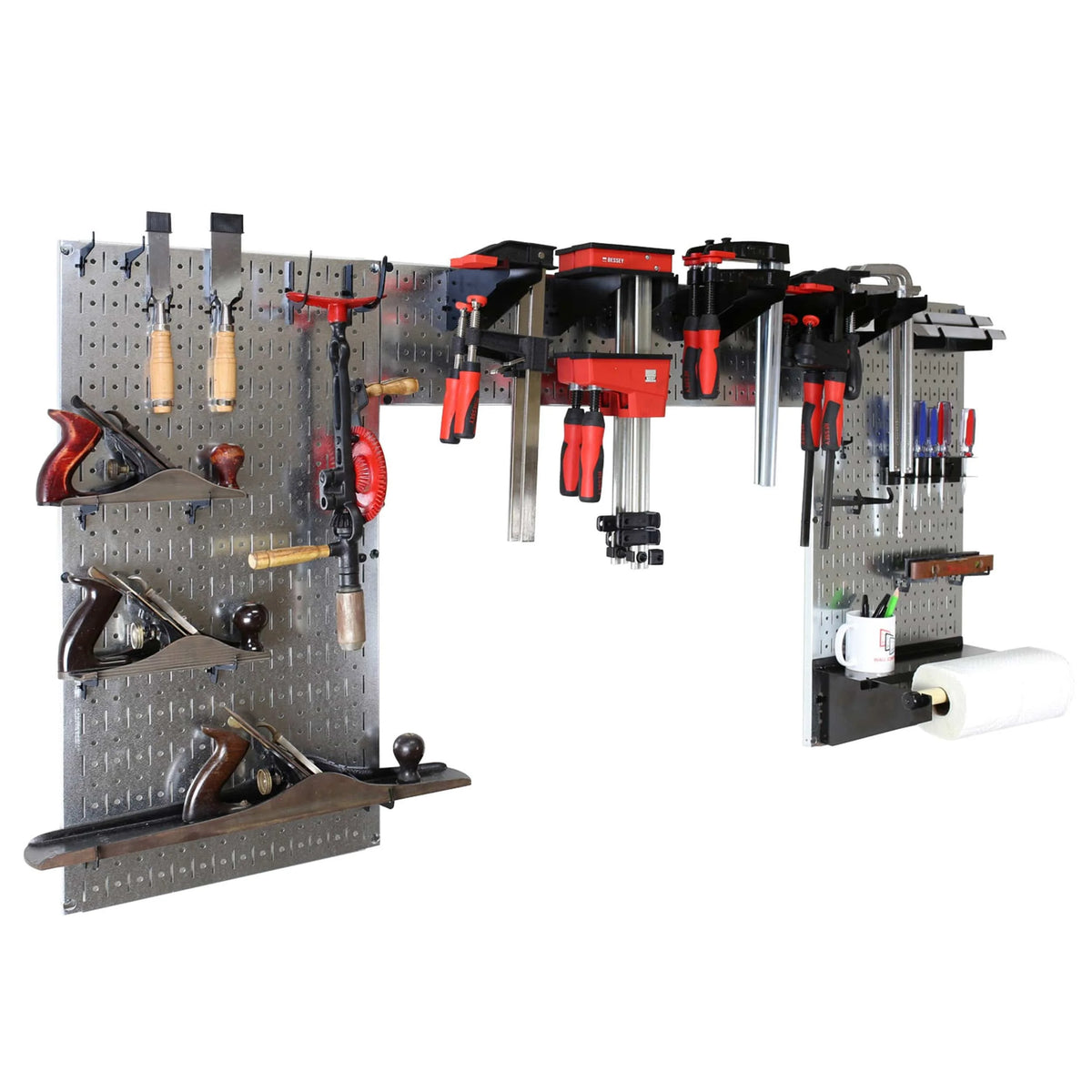 Lazy Guy DIY Maker Woodworking Tool Storage Organizer Set, Galvanized Metallic Steel