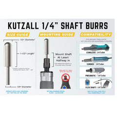 Original Ball Nose Burr, 1/8" Shaft, Coarse (1/4" x 1/2")