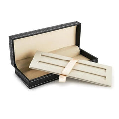 Black Faux Leather Pen Case with Dual Sided Insert
