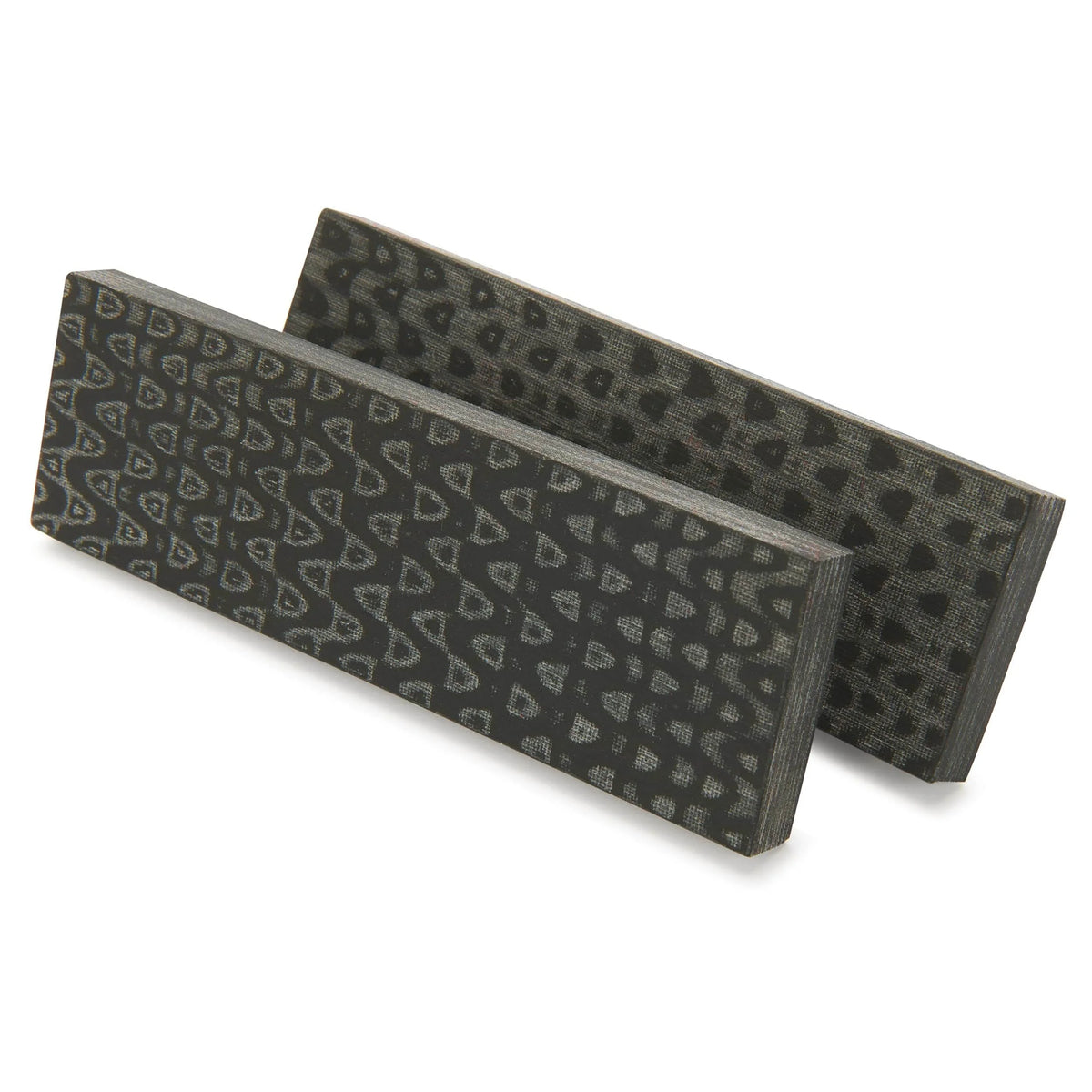 3D Micarta Knife Scales - 3/8" x 2" x 5" - Black and Gray Quail Feather - Pair