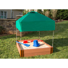 Classic Sienna 4' x 4' x 11" Composite Square Sandbox Kit with Telescoping Canopy/Cover - 2" profile
