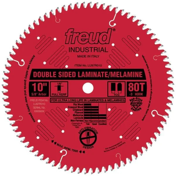 LU97R9010 Double Sided Laminated/Melamine Circular Saw Blade 10" X 5/8" Bore X 80 Tooth TCG