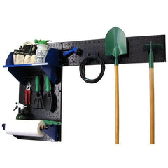 Pegboard Garden Tool Board Organizer with Black Pegboard and Blue Accessories