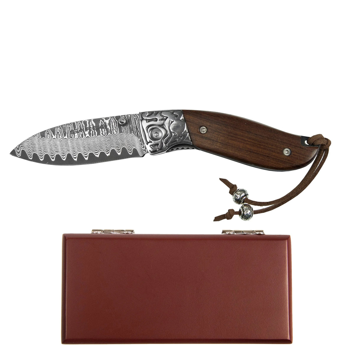 Fox - Decorative Damascus Folder Knife, Stainless Damascus 2-3/4" Blade