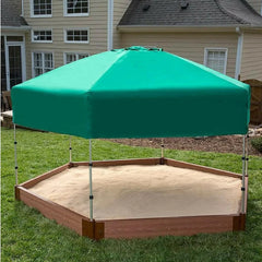 Classic Sienna 7' x  8' x 5.5 " Composite Hexagon Sandbox Kit with Telescoping Canopy/Cover - 2" profile