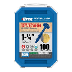 Pocket Hole Screw - #8 Coarse - Square Drive - Washer Head - Blue-Kote