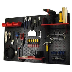 4' Metal Pegboard Standard Tool Storage Kit - Black Toolboard & Red Accessories