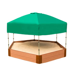 Classic Sienna 7' x  8' x 11" Composite Hexagon Sandbox Kit with Telescoping Canopy/Cover - 2" profile