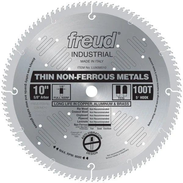 LU90M010 Circular Saw Aluminium Saw Blade 10" x 5/8" Bore x 100 Tooth TCG