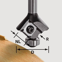 Radius Router Bit - 28 mm D - 3 mm CL