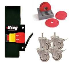 Casters, Switch and Insert Rings Set Router Table Accessory Kit