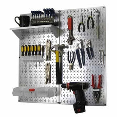 Metal Pegboard Utility Tool Storage Kit - Galvanized Steel Pegboard & White Accessories
