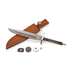 Honor Damascus Fixed Blade Knife for Hunting and Fishing - 12" - Unfinished Kit
