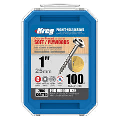 Pocket Hole Screw - #8 Coarse - Square Drive - Washer Head - Zinc