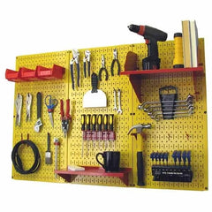 4' Metal Pegboard Standard Tool Storage Kit - Yellow Toolboard & Red Accessories