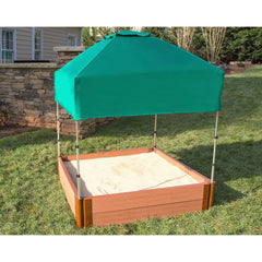 Classic Sienna 4' x 4' x 11" Composite Square Sandbox Kit with Telescoping Canopy/Cover - 2" profile