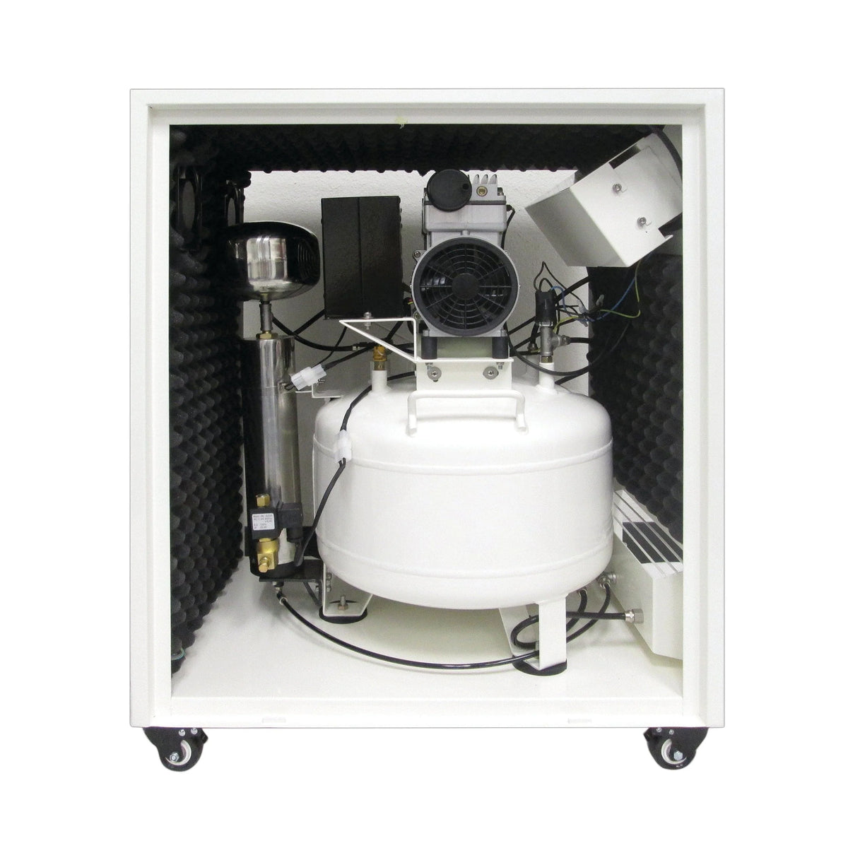 1HP 8 Gallon Oil-Free Steel Tank Air Compressor with Air Drying System in Soundproof Cabinet