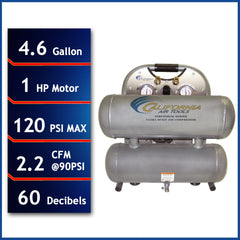 1HP 4-3/5 Gallon Oil-Free Aluminum Tank Air Compressor
