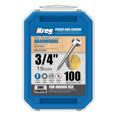 Pocket Hole Screw - #6 Fine - Square Drive - Pan-Head - Zinc