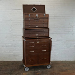 19-Drawer 3 Piece Chest, Base and Roller Set - Dark Oak